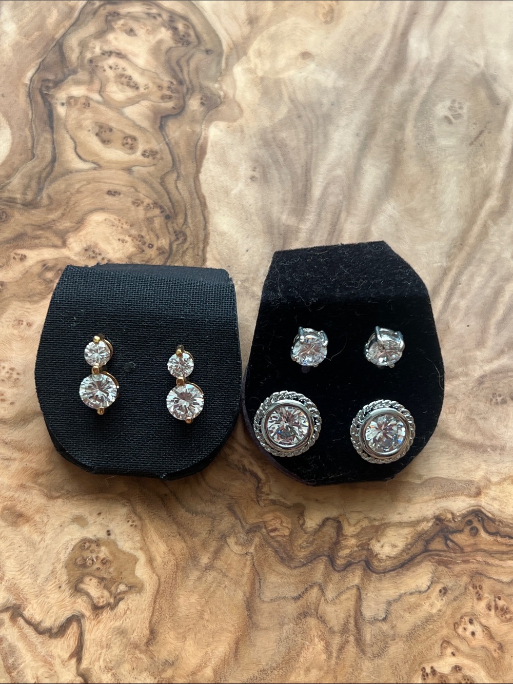 Dazzling Clear Crystal Drop and Stud Earring Set - Gold & Silver Tones
